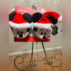 Disney Mickey & Minnie Mouse Santa’s Hat Christmas  Face Dog Toy With Squeaker